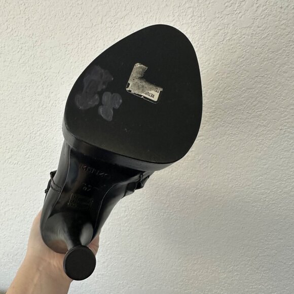 Kenzo Leather Tall Boots Black High Heel Platform Size 37 Going Out Dressy - Picture 9 of 15